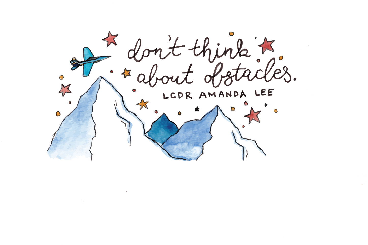 Blue Angels - Don't think about obstacles sticker (Amanda Lee quote)