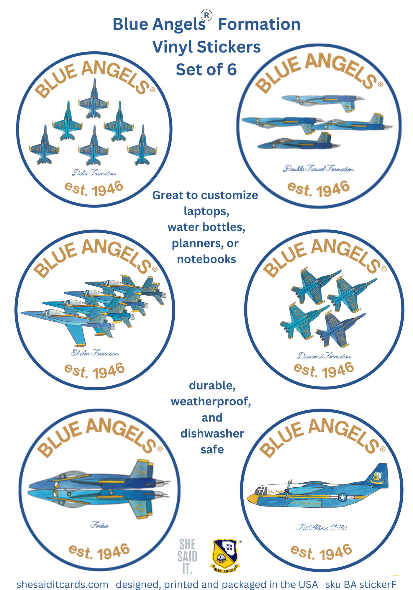 Blue Angels Sticker Sheet