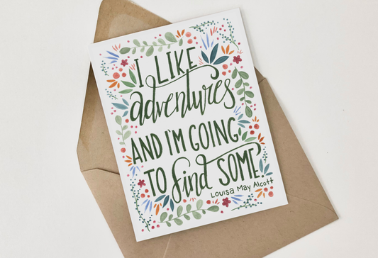 Louisa May Alcott Adventures Greeting Card (green)