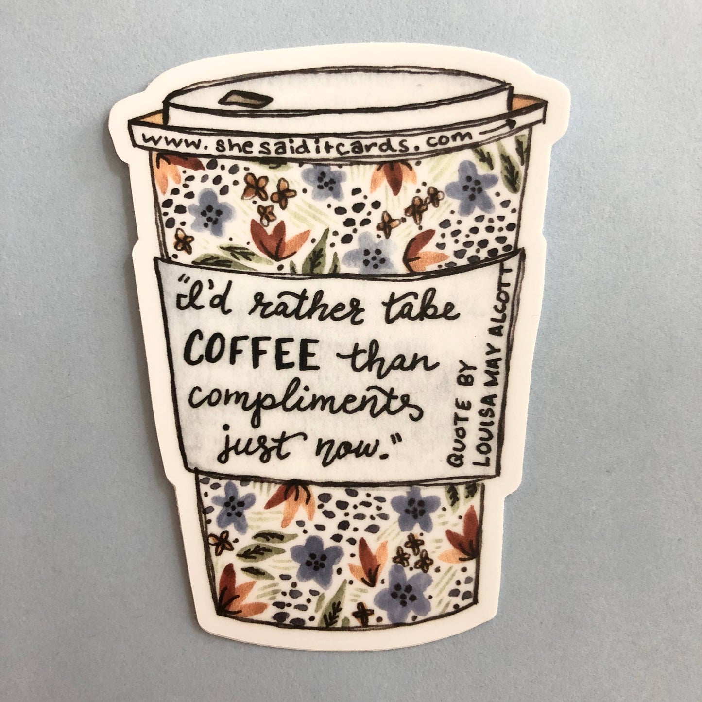 Louisa May Alcott Coffee Sticker